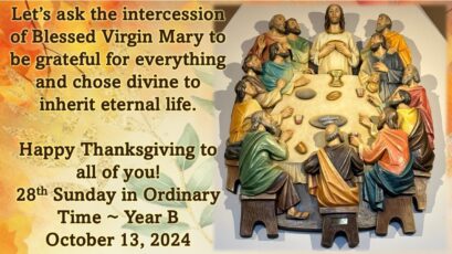 28TH SUNDAY IN ORDINARY TIME YEAR B ~ OCTOBER 13, 2024