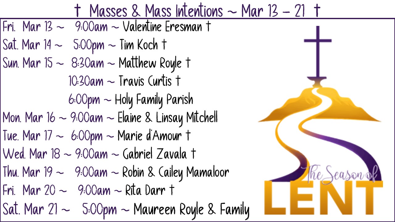 † Masses & Mass Intentions †