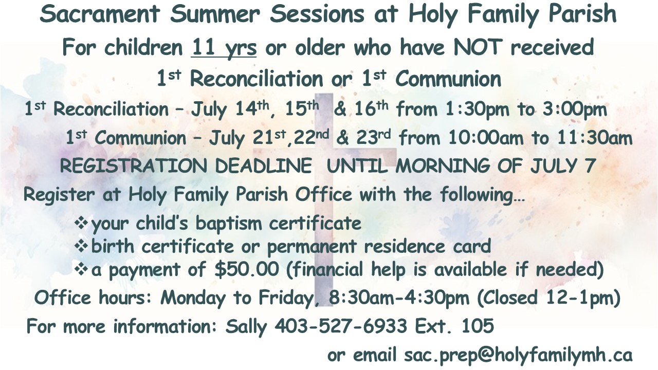 SUMMER SACRAMENTAL PREP CLASS